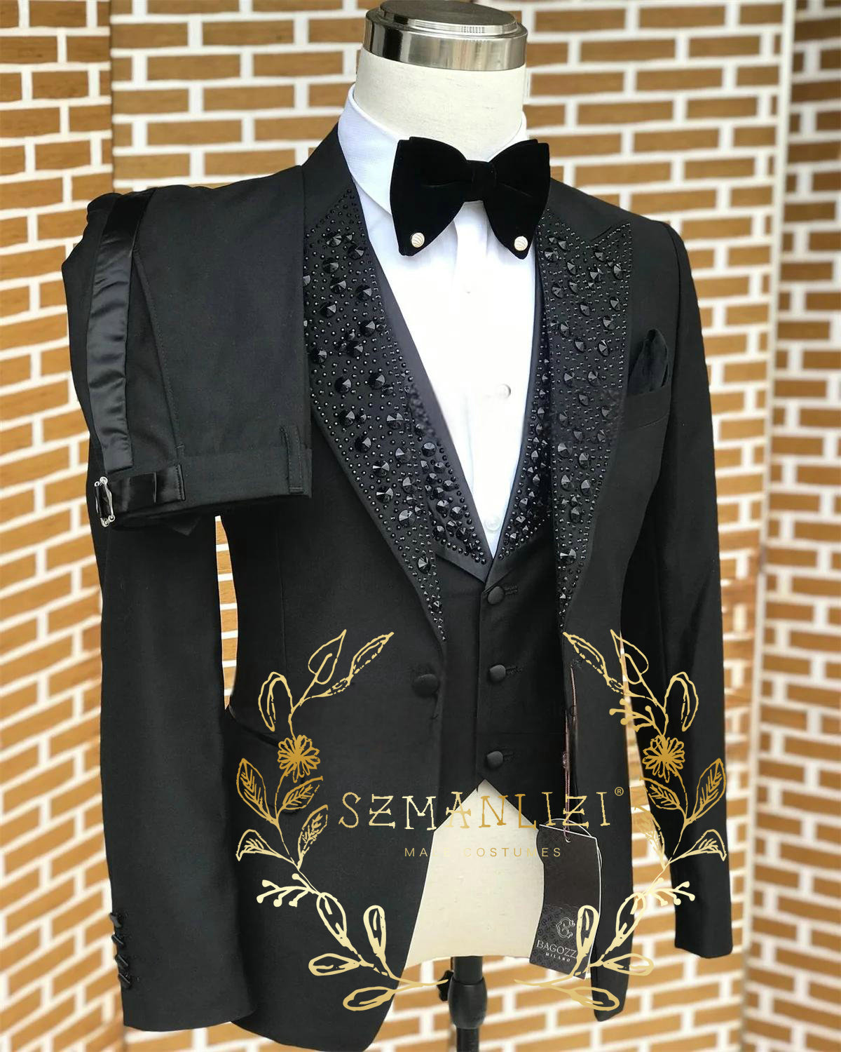 Men'S Formal Wear In Wedding - Preto masculino ternos de luxo pedra