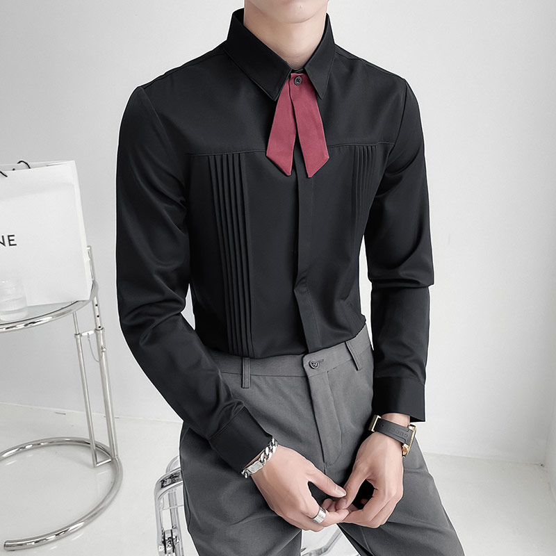 Korean Men Formal Wear - Homens de luxo camisa de festa