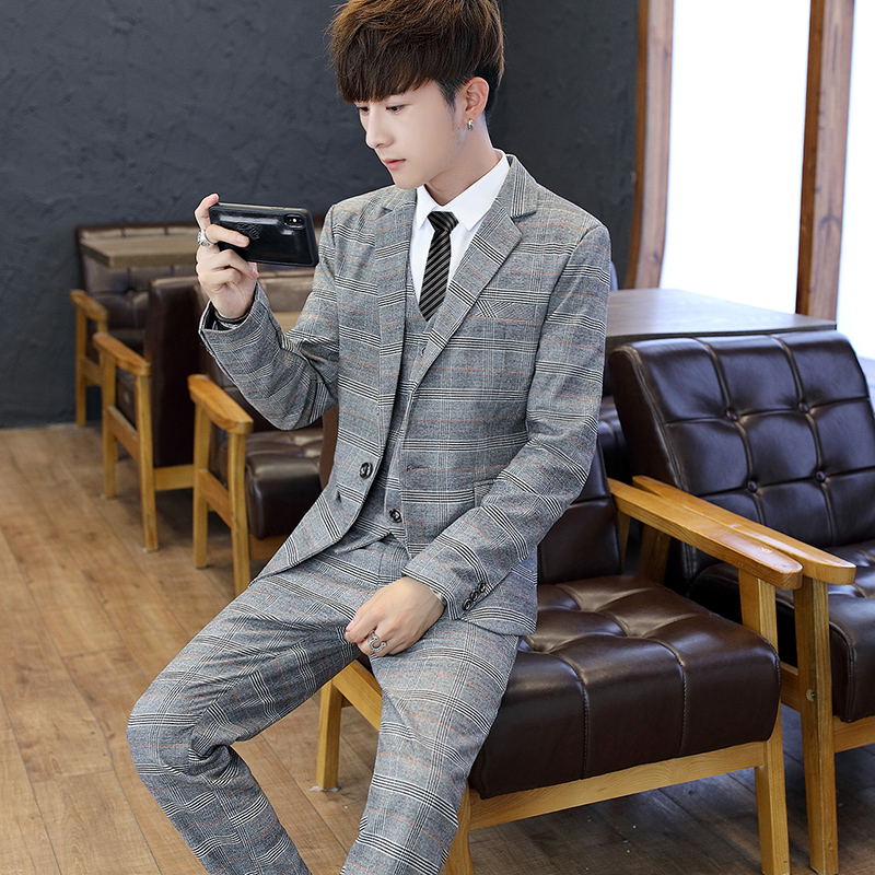 Korean Men Formal Wear - Conjunto de Terno Slim Fit para