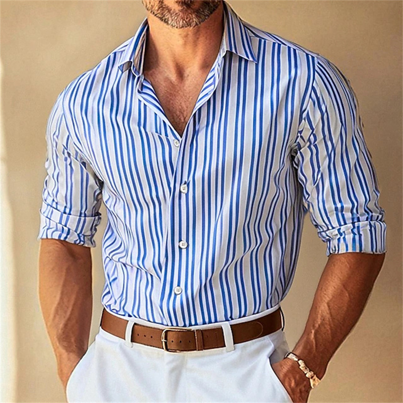 Men Formal Wear Blue - Camisa Social Masculina de Manga Longa