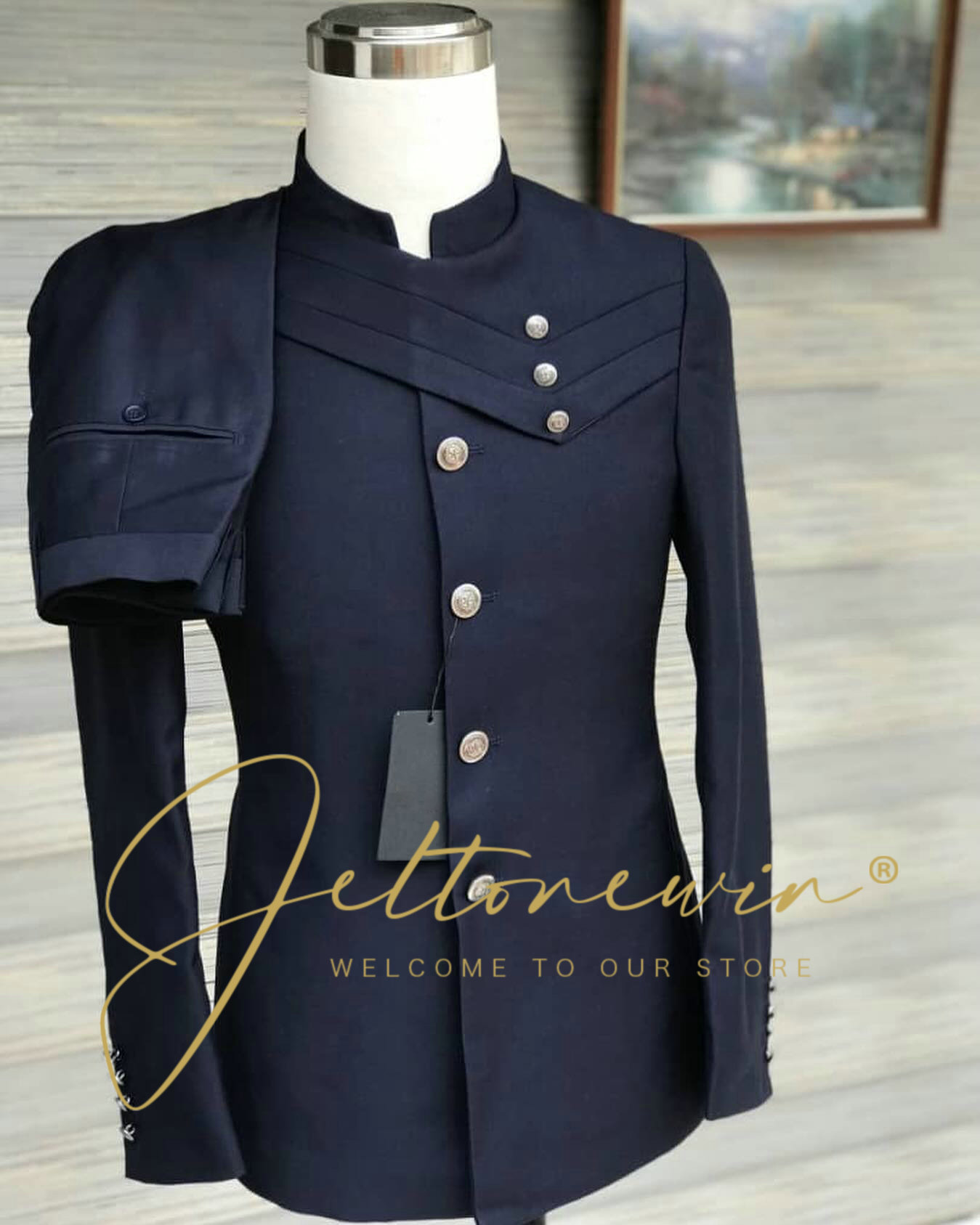 Men'S Formal Wear In Wedding - Conjunto de terno azul marinho masculino
