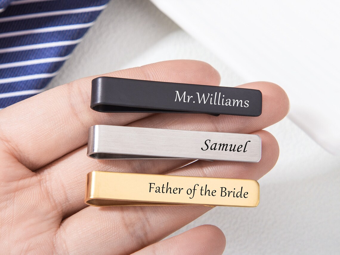 Tie Bar Clip - Clipe de gravata com nome personalizado