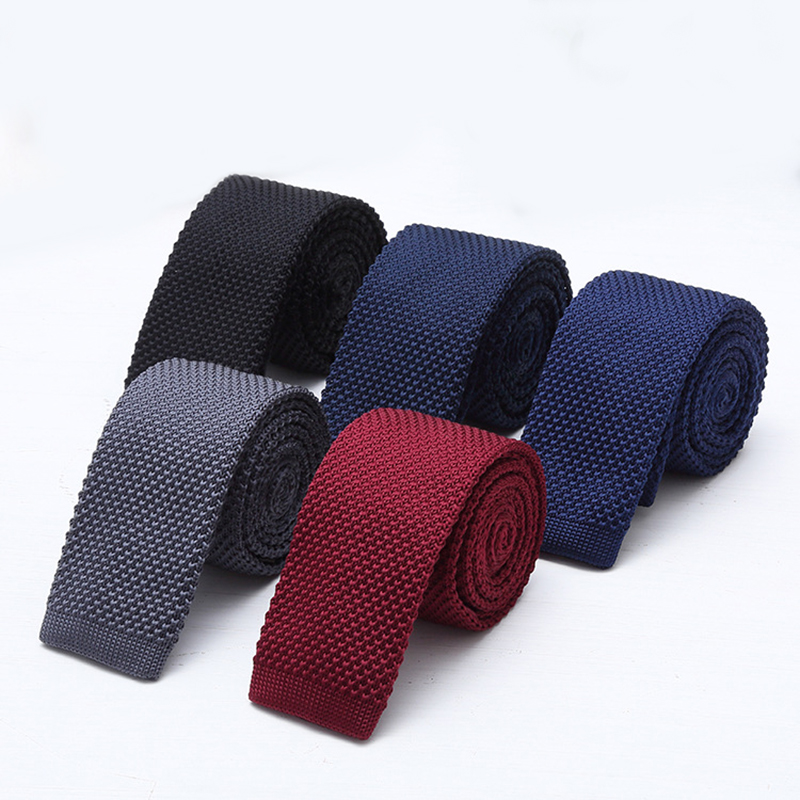 Men Formal Wear Blue - Gravatas de Malha Sólidas Pretas e