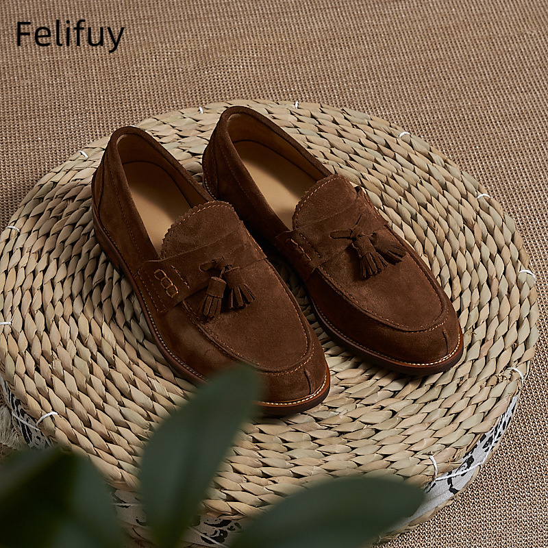 Men'S Formal Wear In Wedding - Novos Mocassins Masculinos Marrons de Camurça