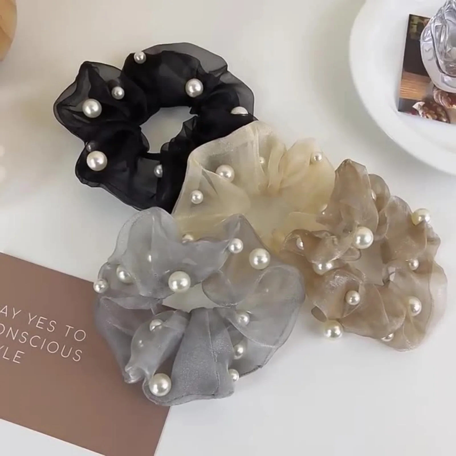 Tie Bar Clip - 1PC Scrunchies Elegantes de Organza com