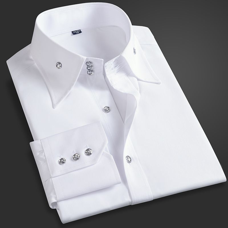 Korean Men Formal Wear - Primavera outono camisa executiva masculina ajuste
