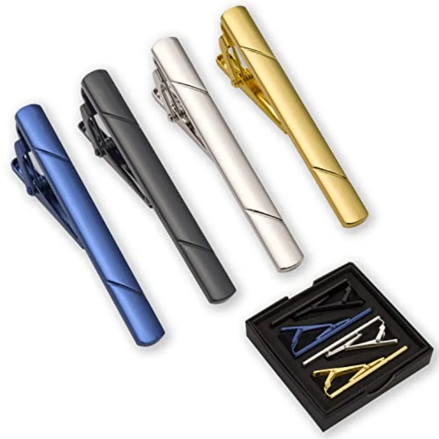 Tie Bar Clip - 4 prendedores de gravata para homens
