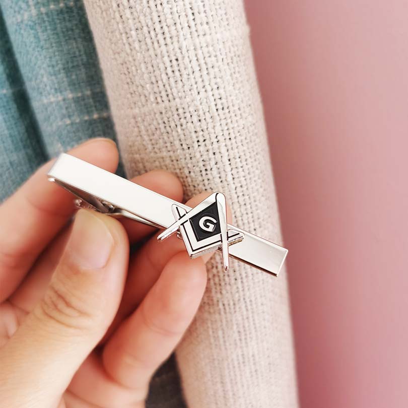 Tie Bar Clip - Clipe de Gravata Maçônico com Esquadro