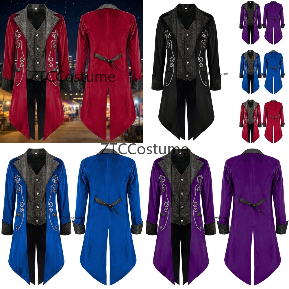Historical Men'S Formal Wear - Traje Steampunk Vitoriano Medieval para Cosplay,