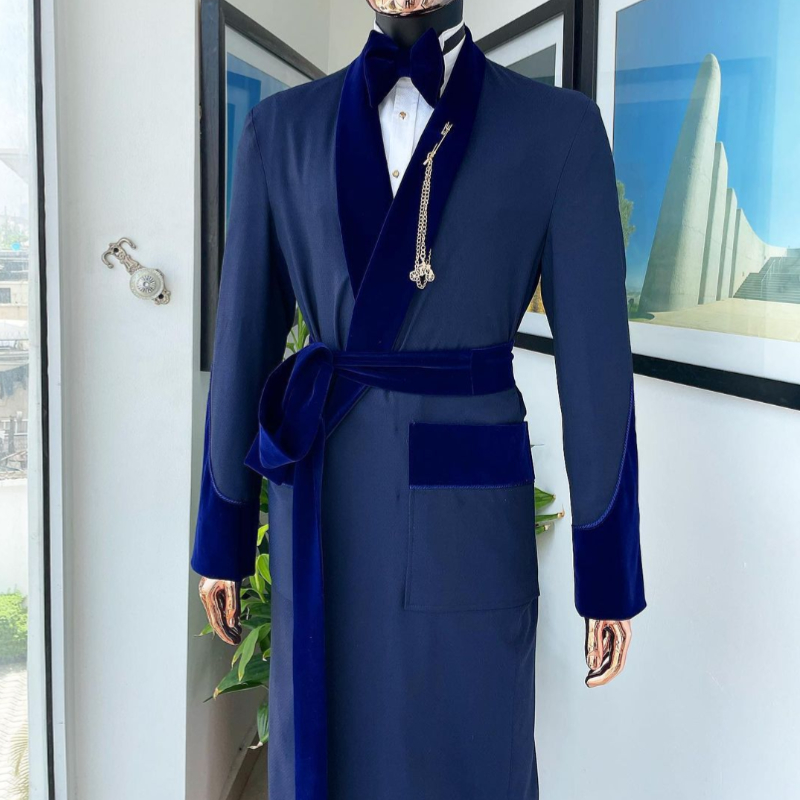 Men Formal Wear Blue - Terno masculino azul real feito sob