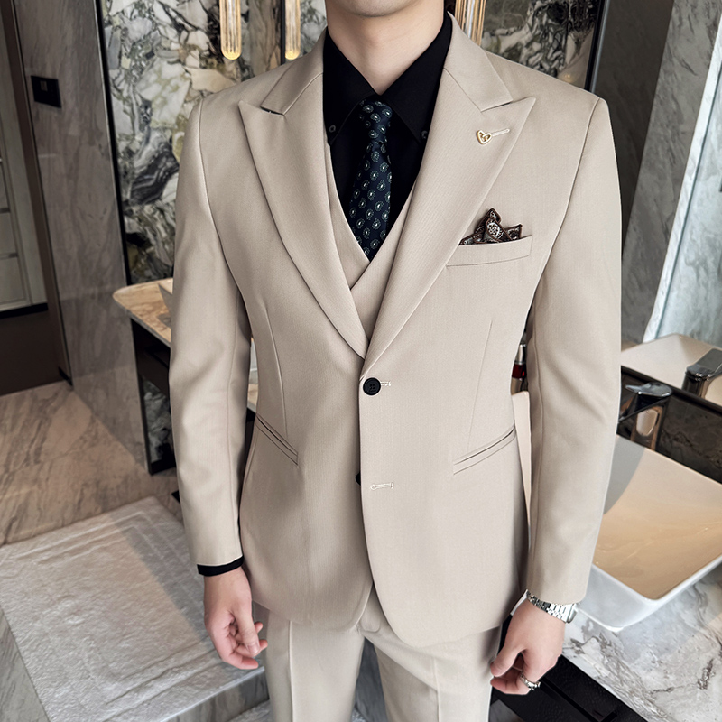 Slim-fit conjunto de três peça - Korean Men Formal Wear avaliação e preço