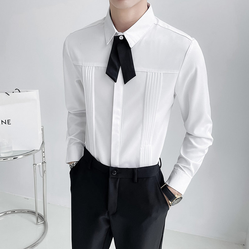 Homens de luxo camisa de festa - Korean Men Formal Wear avaliação e preço