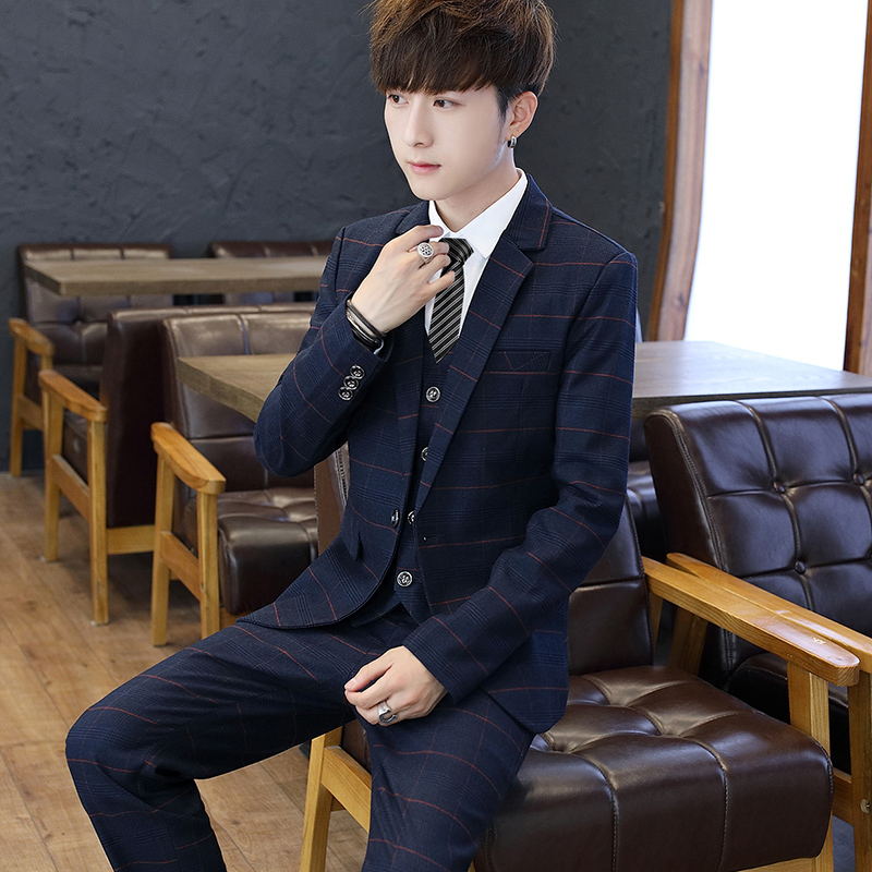 Conjunto de Terno Slim Fit par - Korean Men Formal Wear avaliação e preço