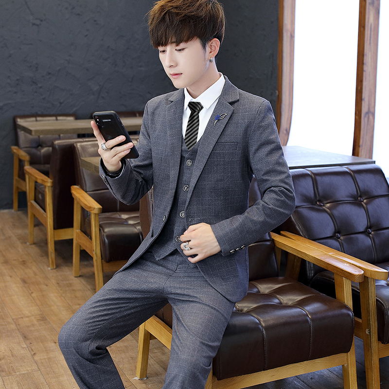 Conjunto de Terno Slim Fit par - Korean Men Formal Wear avaliação e preço