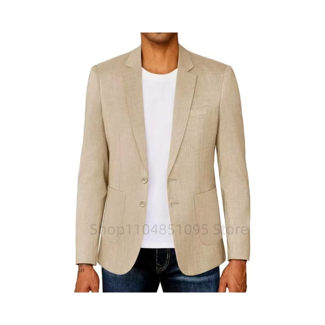 Blazer Masculino Slim Fit Bege - Men Formal Wear Blue avaliação e preço