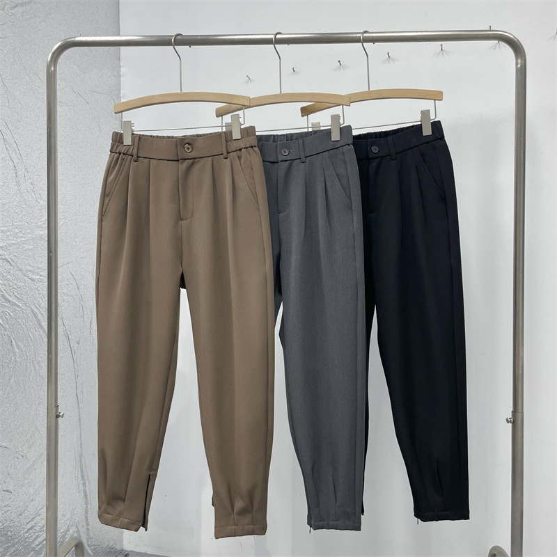 Calça de terno reto monocromát - Korean Men Formal Wear avaliação e preço