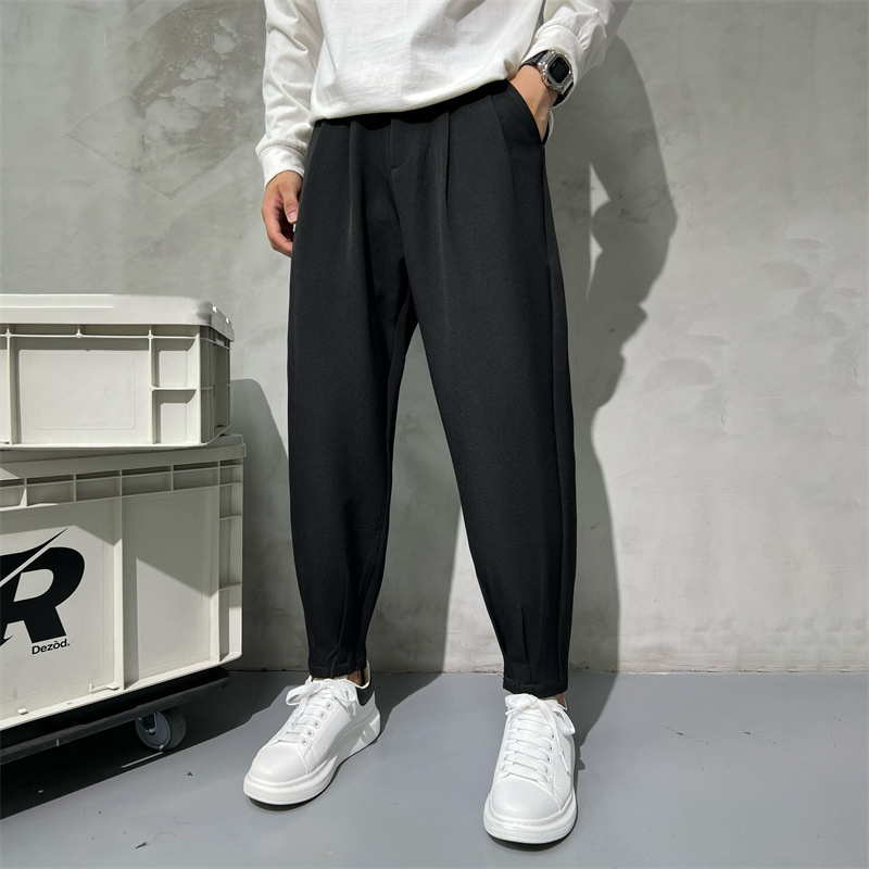 Calça de terno reto monocromát - Korean Men Formal Wear avaliação e preço