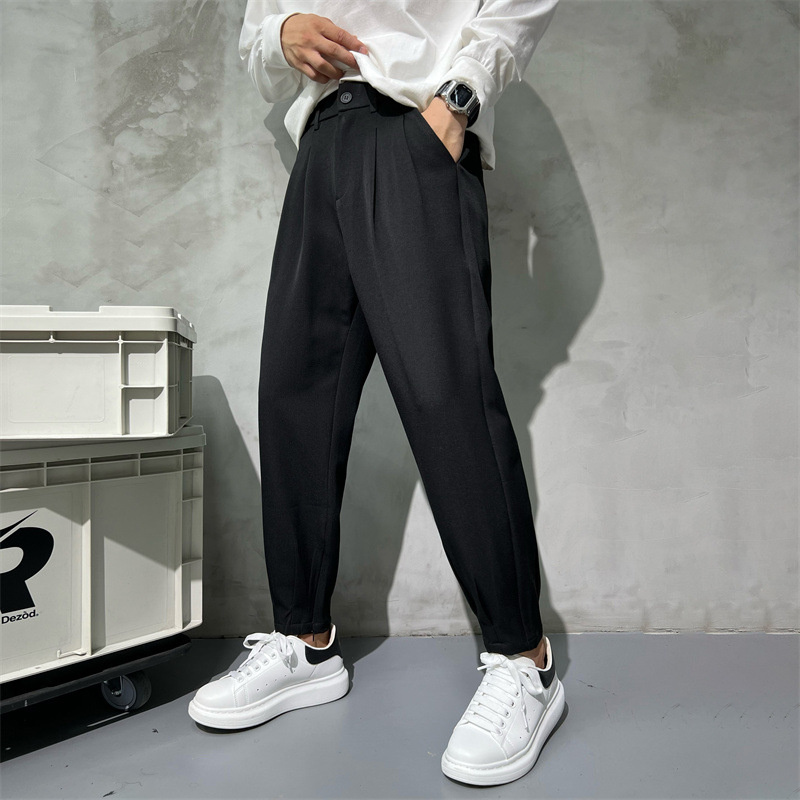Calça de terno reto monocromát - Korean Men Formal Wear avaliação e preço
